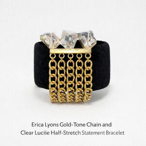 Erica Lyons Gold-Tone Chain with Smokey and Clear Lucite Half-Stretch Bracelet